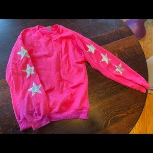 Hot Pink Glitter Star Sweatshirt
